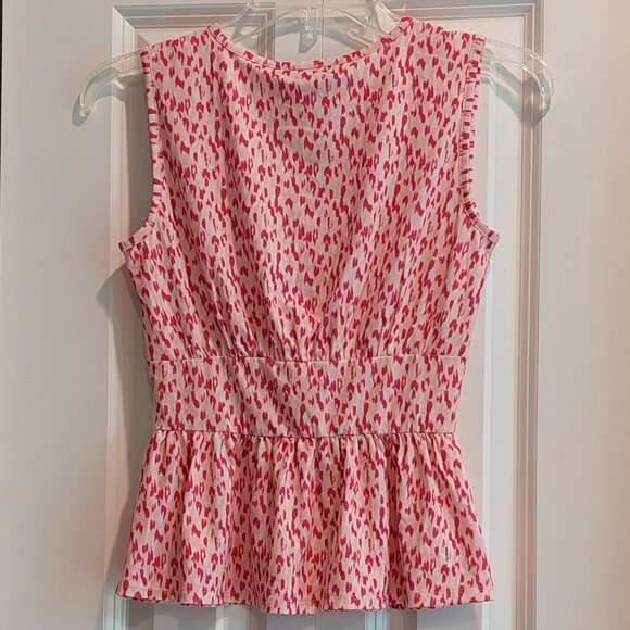 Belldini Pink Print Sleeveless Peplum Blouse Women's Size PXS - Picture 6 of 11